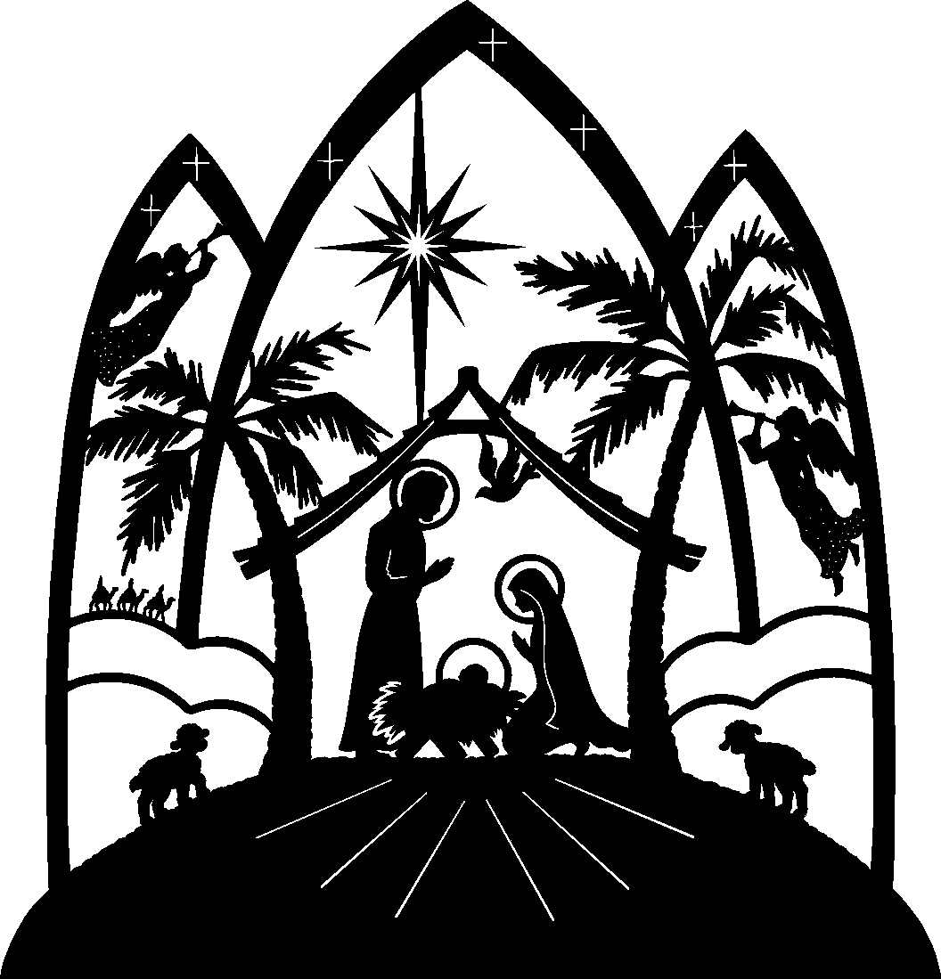free christian christmas clipart black and white - photo #8