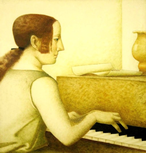 Reynaldo Fonseca, Senhora ao piano, 1985, óleo sobre papel, 70x 70 cm