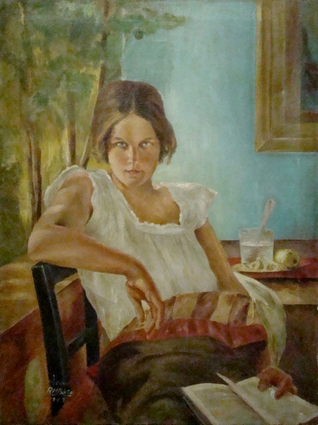 R.M.Pavão - tituloRetrato de Mulher- óleo sobre tela- dimensão 82 Cm x 62 Cm - assinado e datado pelo artista em 1943 no C.I.E
