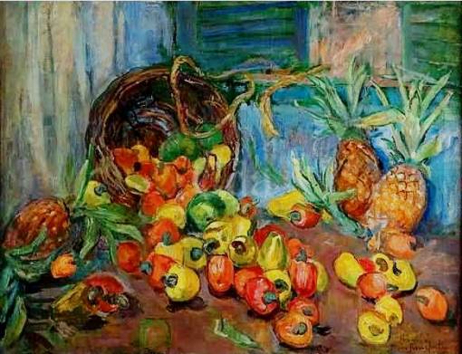 Cajus, abacaxis e balaio, Marie-nivoulies-de-pierrefort(França-Brasil, 1879-1968)ost, 72 x 92 cm