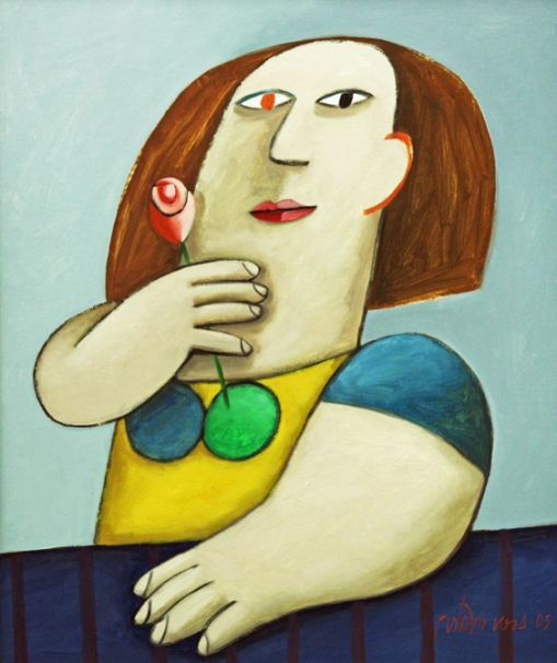 Gustavo Rosa, (Brasil 1946) Mulher com ros, 2005, ost,65x54cm