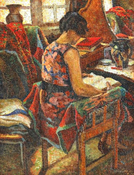 Leon Viorescu (Romanian painter, 1886–1936)Mulher lendo,