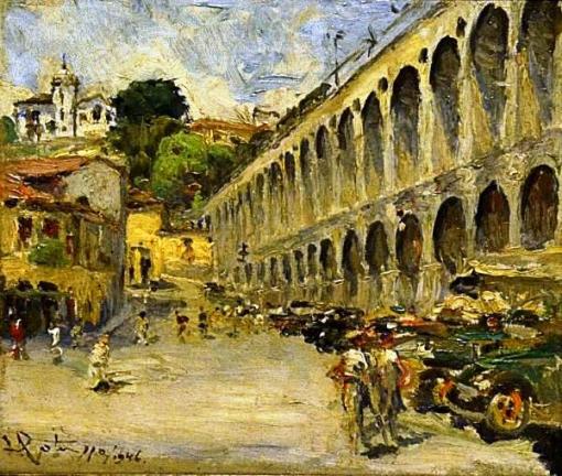 GOTUZZO, Leopoldo (1887 - 1984) - Arcos da Lapa, o.s.t. - 28 X 32 cm. Assinado datatado 1946