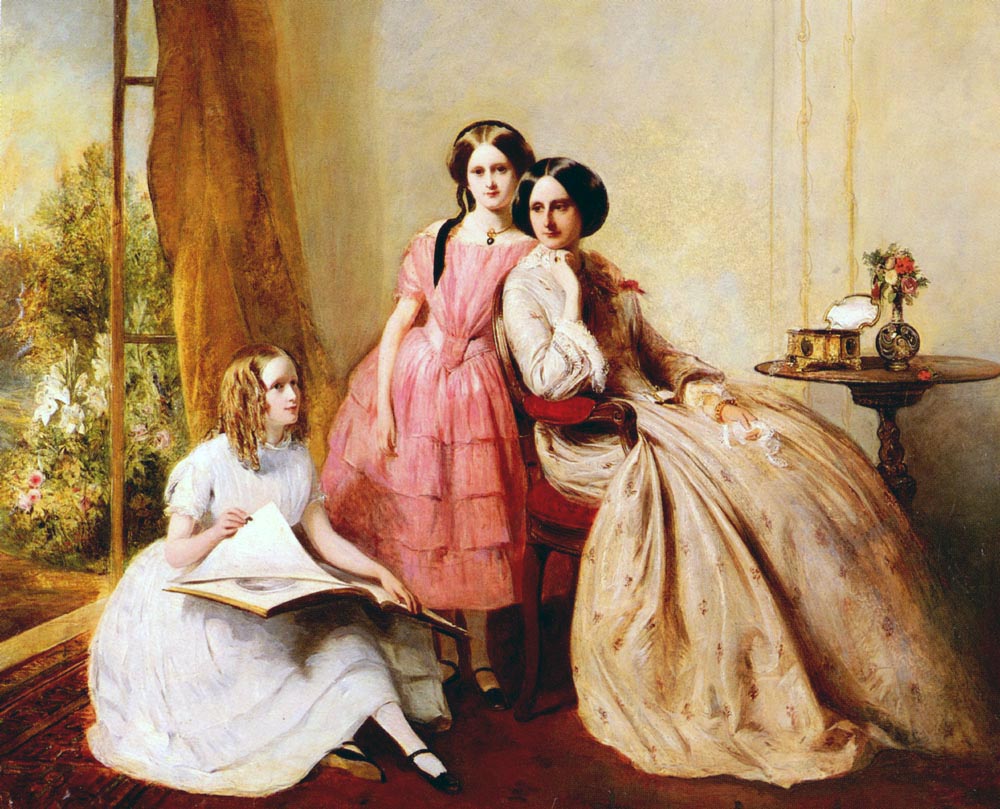 Abraham Solomon - Retrato de duas meninas e sua babá,Abraham Solomon (1823–1862)