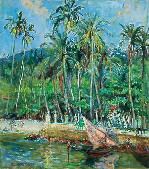 Marie Nivoulies de Pierrefort (1879-1968) Praia de Paquetá, c1940, ost, 97x87