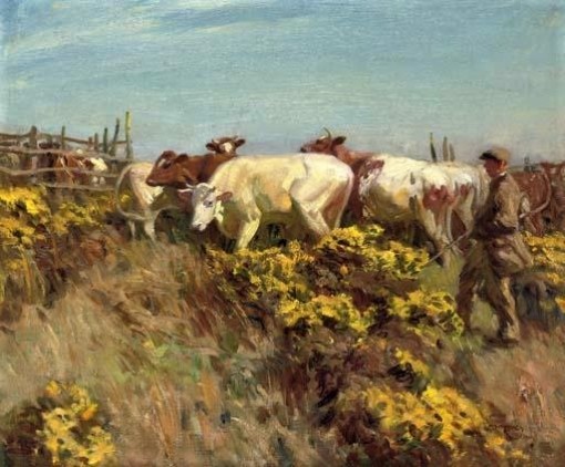 herdsman and cattle, a. james munnings