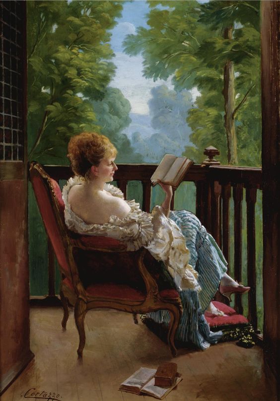 A Quiet Moment. Oreste Cortazzo (Italian, b.1836). Oil on canvas.